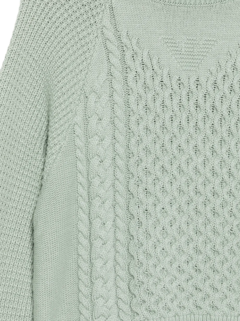 Emporio Armani Kids cable-knit raglan-sleeve sweater Groen