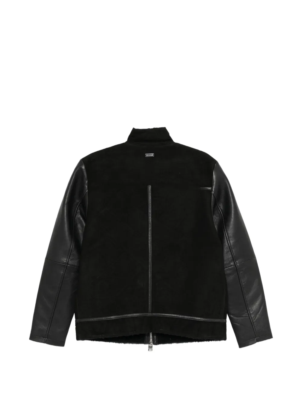 LES HOMMES contrast-sleeve leather jacket Zwart