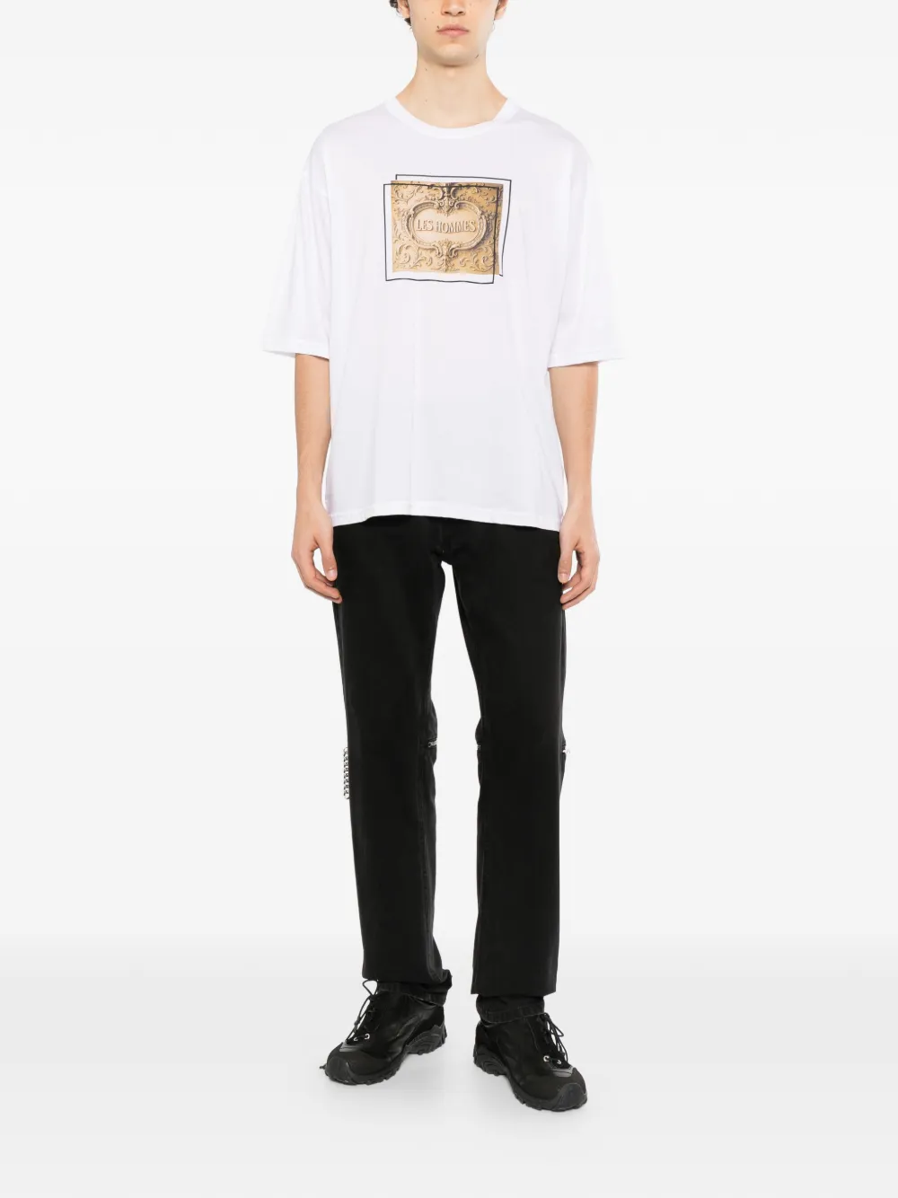 LES HOMMES graphic-print T-shirt Wit