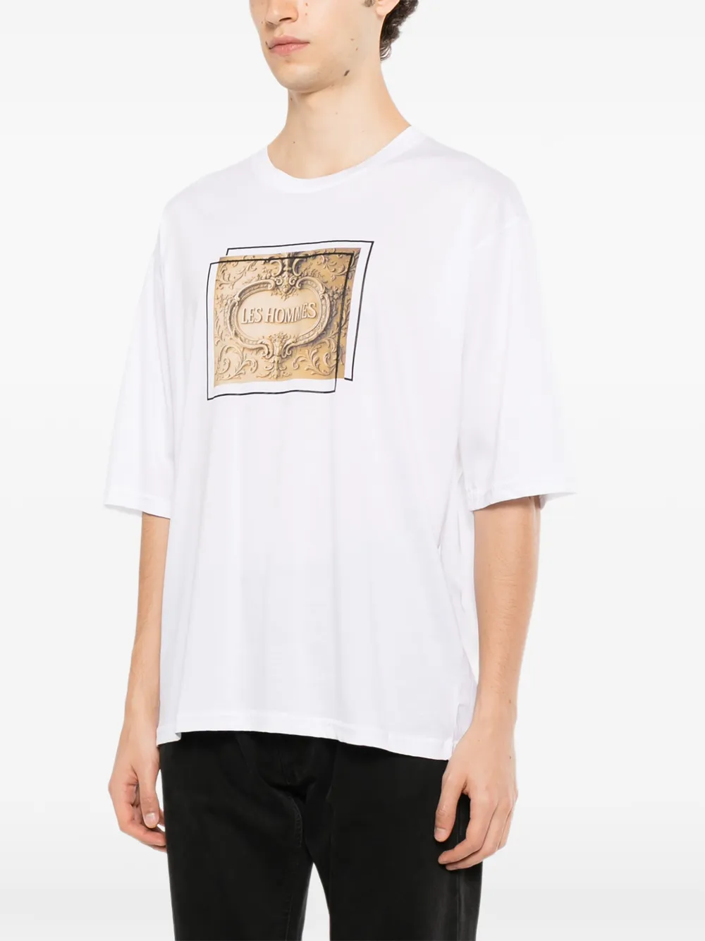 LES HOMMES graphic-print T-shirt Wit