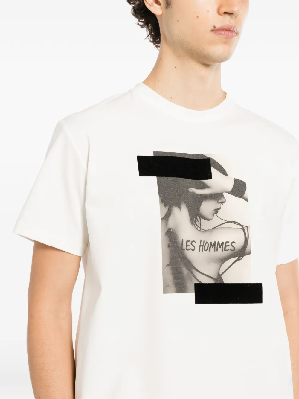 LES HOMMES T-shirt met grafische print Wit