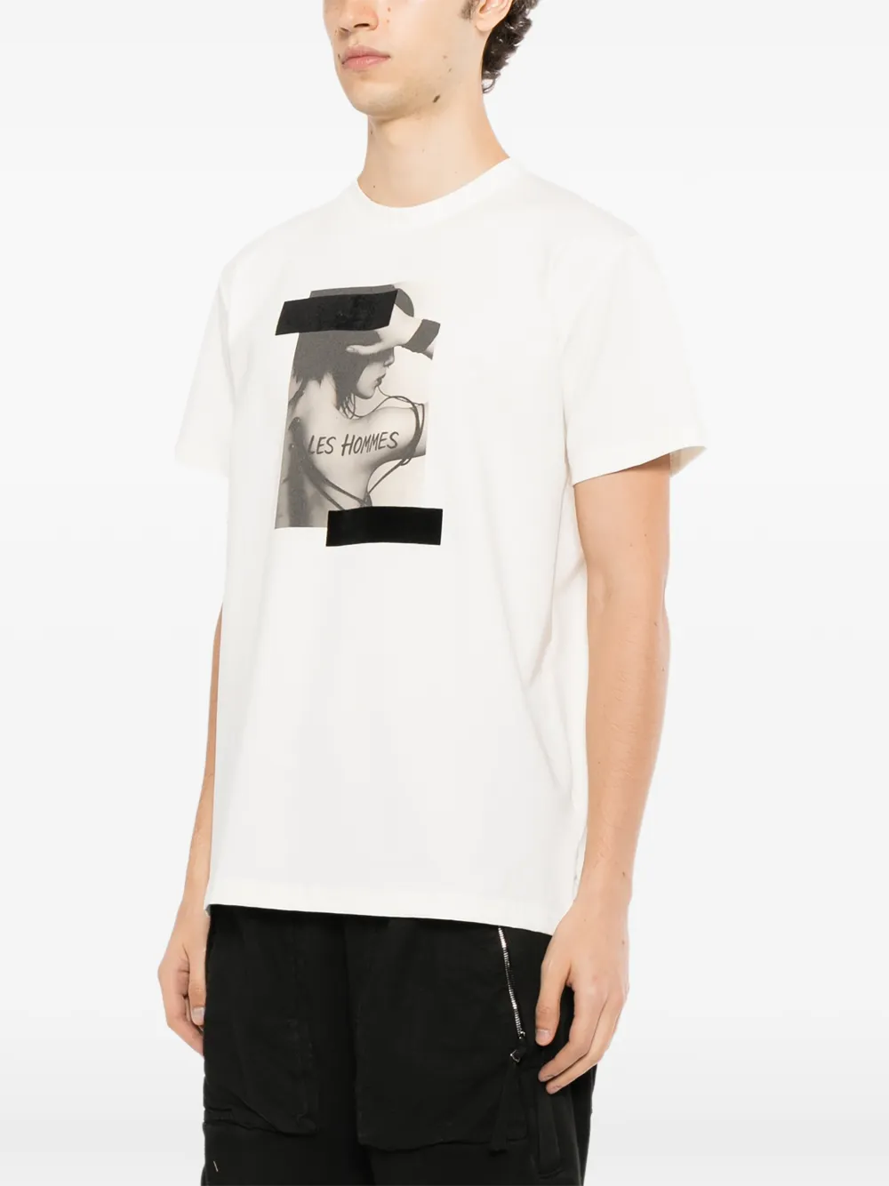 LES HOMMES T-shirt met grafische print Wit