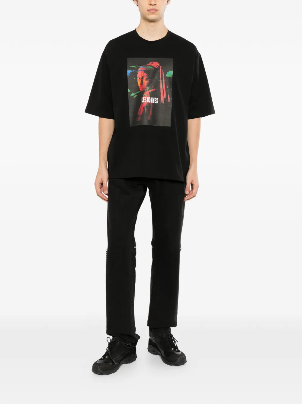 LES HOMMES Oversized T-shirt Zwart