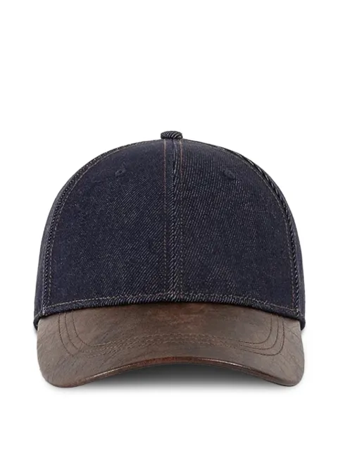 Manière De Voir gorra de mezclilla Ellis in indigo con ala de piel