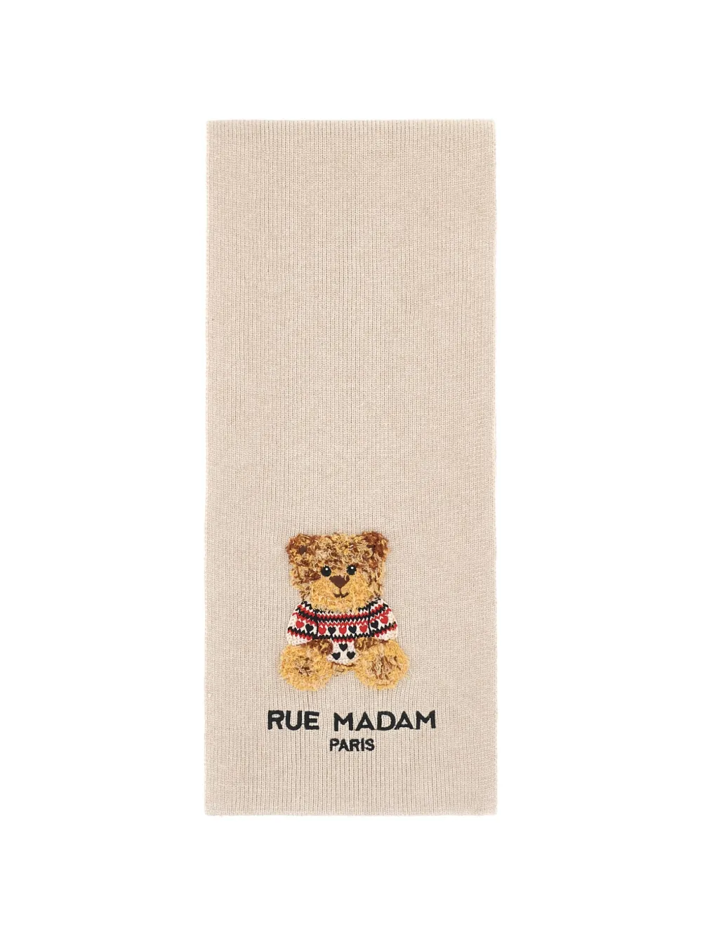 RUE MADAM PARIS teddy-patch logo-embroidered scarf - Toni neutri