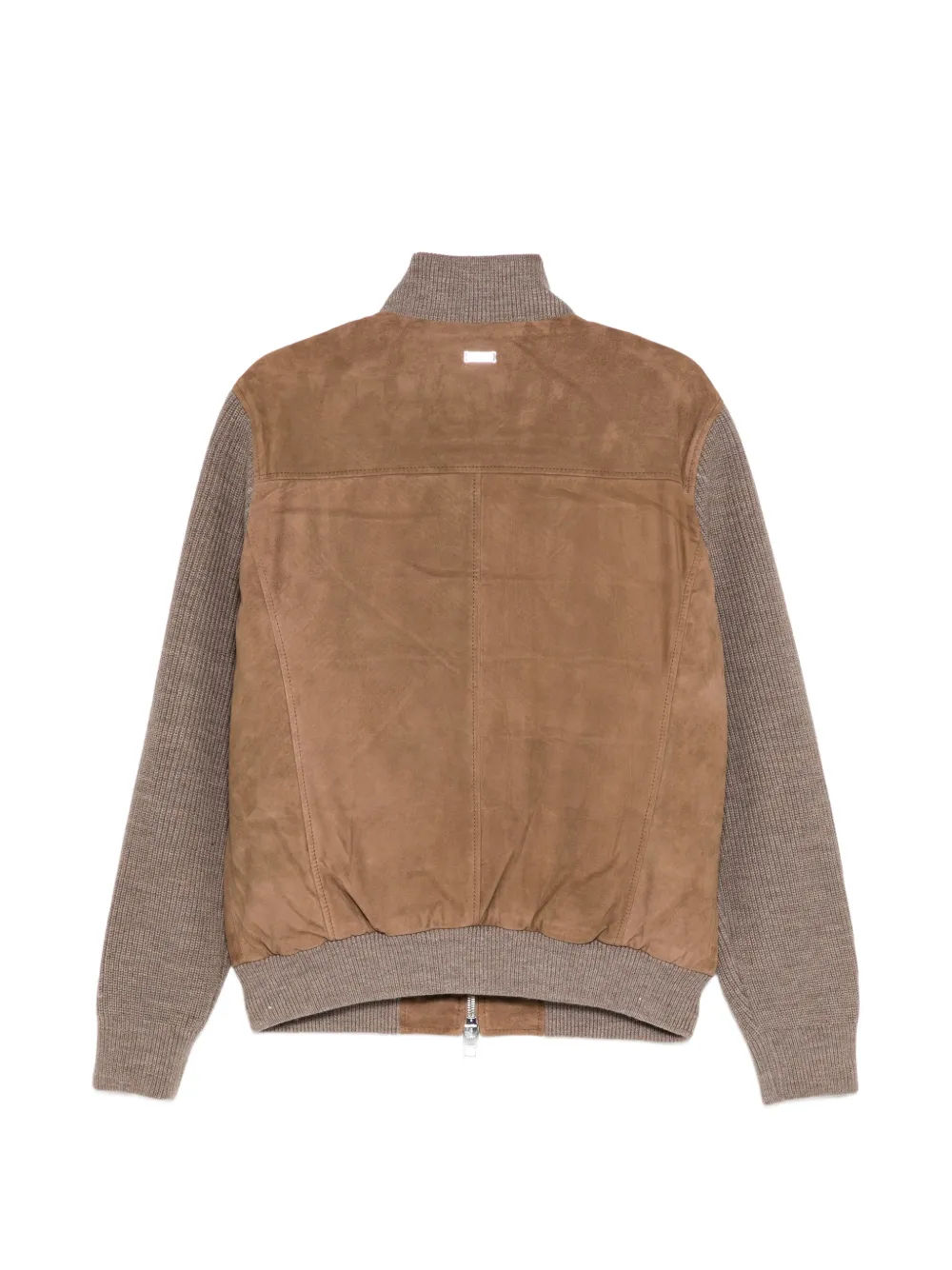 LES HOMMES contrast-sleeve leather jacket Beige