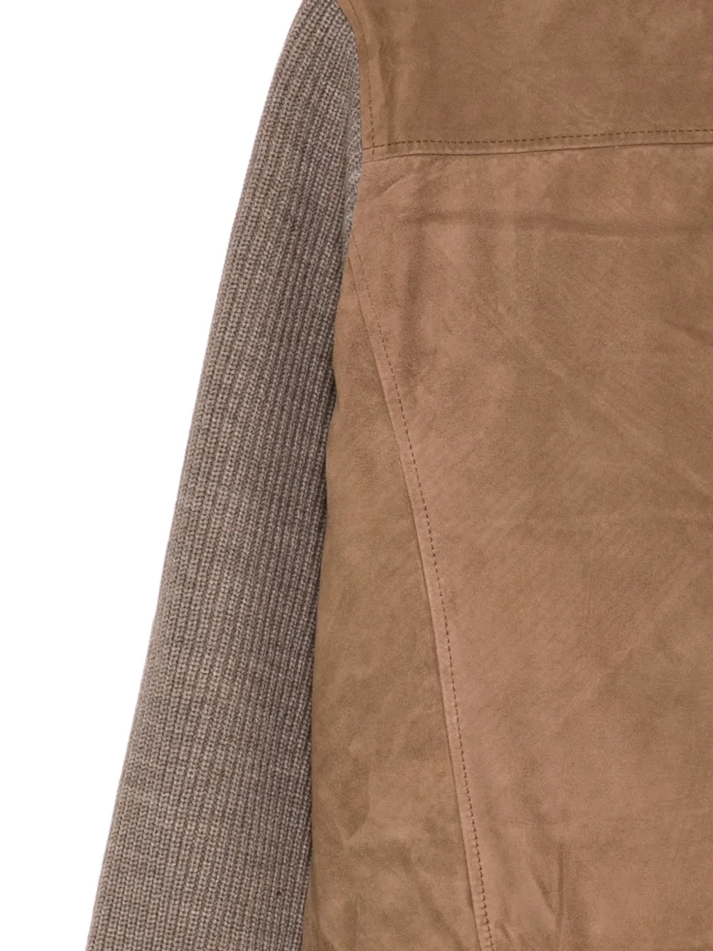 LES HOMMES contrast-sleeve leather jacket Beige