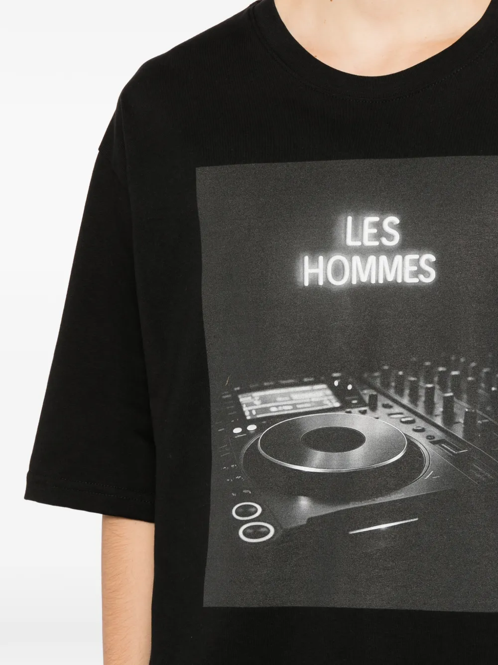 LES HOMMES T-shirt met grafische print Zwart