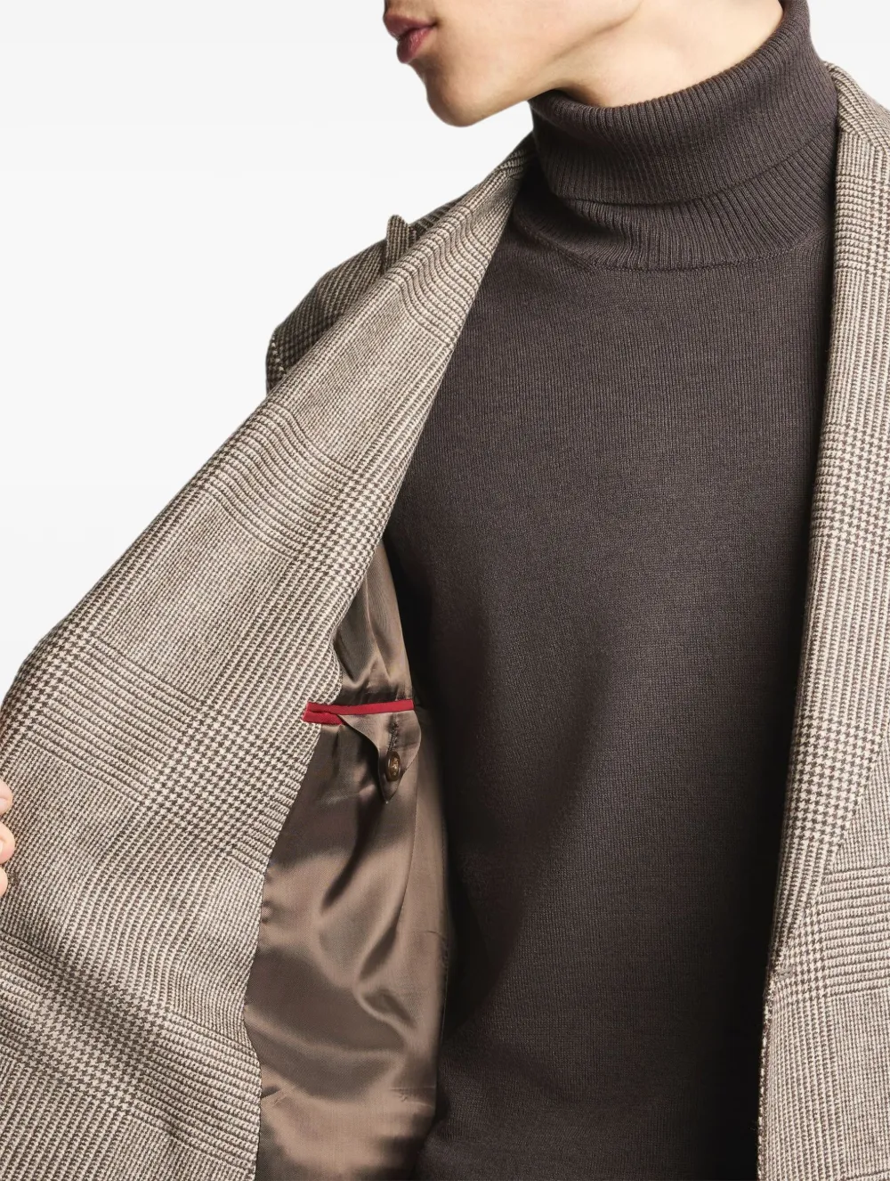 Fay Prince of Wales geruite blazer met dubbele rij knopen Beige