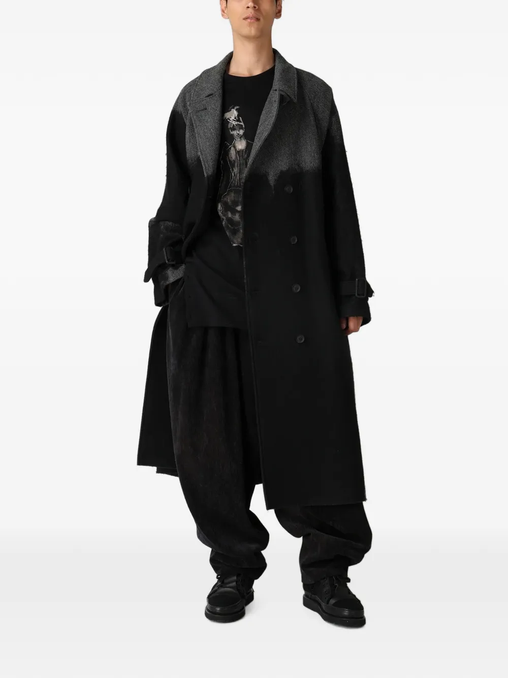 Yohji Yamamoto Jack met dubbele rij knopen Zwart