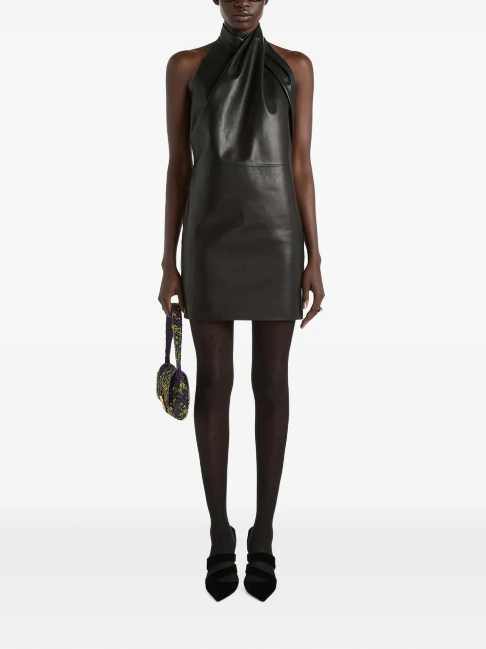 Balmain Lamsleren jurk met open rug Zwart