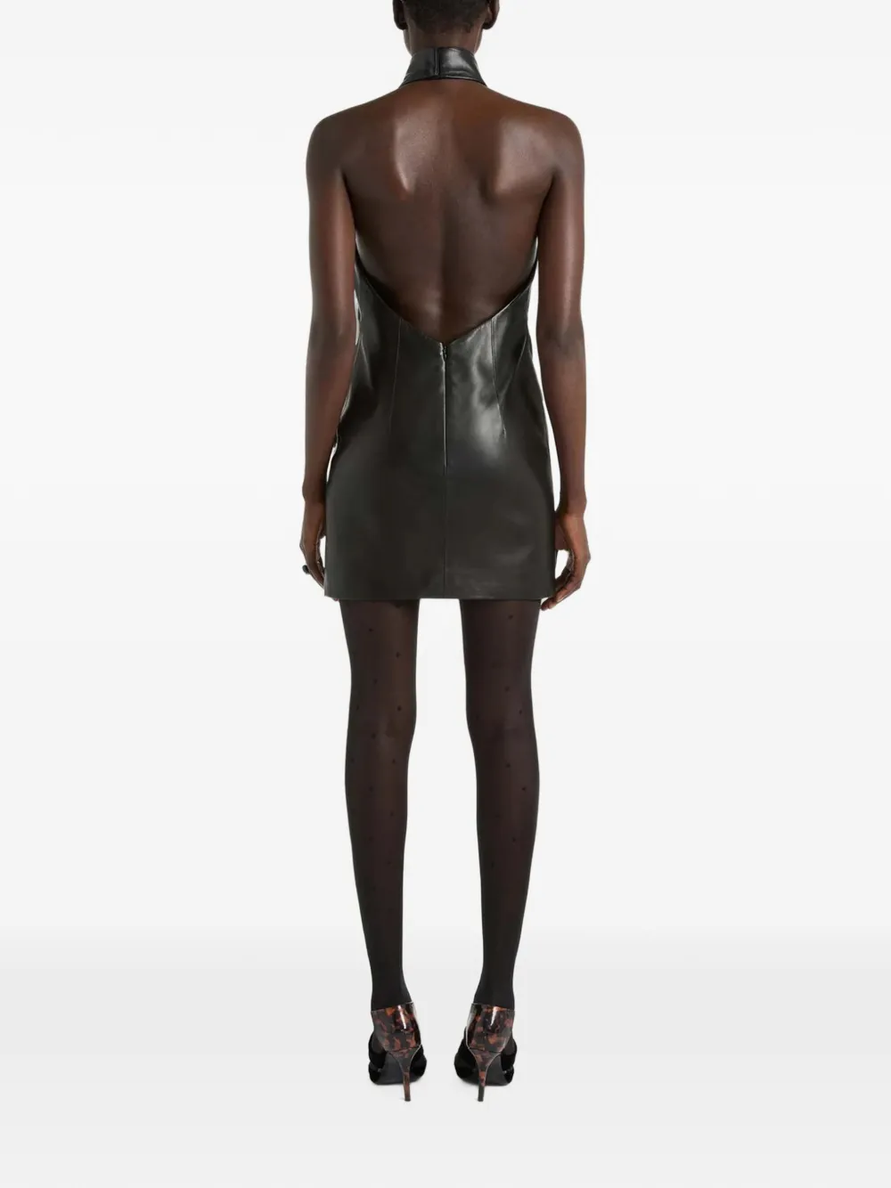Balmain Lamsleren jurk met open rug Zwart