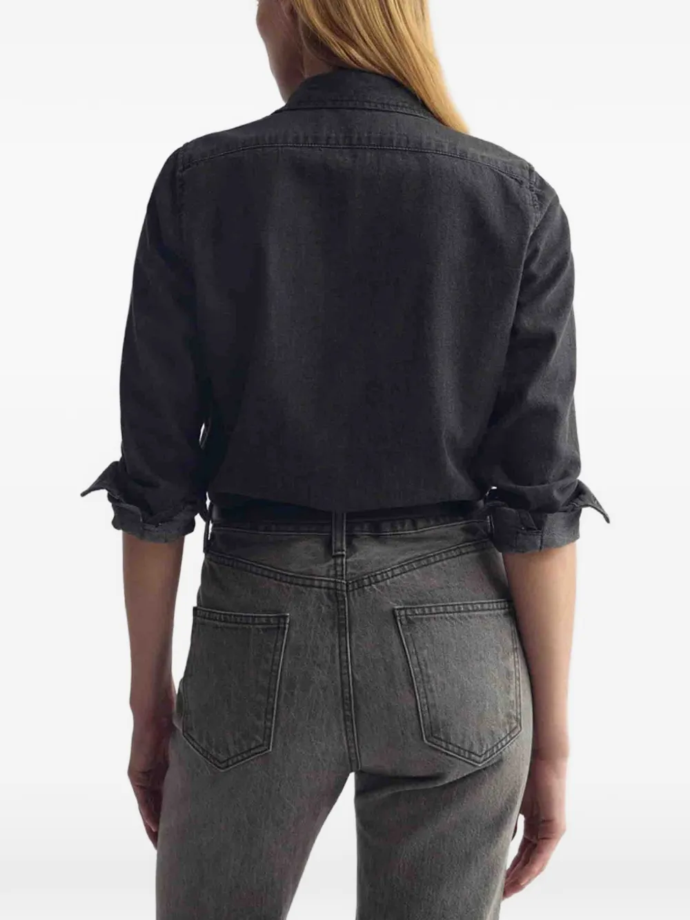 Nili Lotan Emilie ruffled denim shirt Zwart