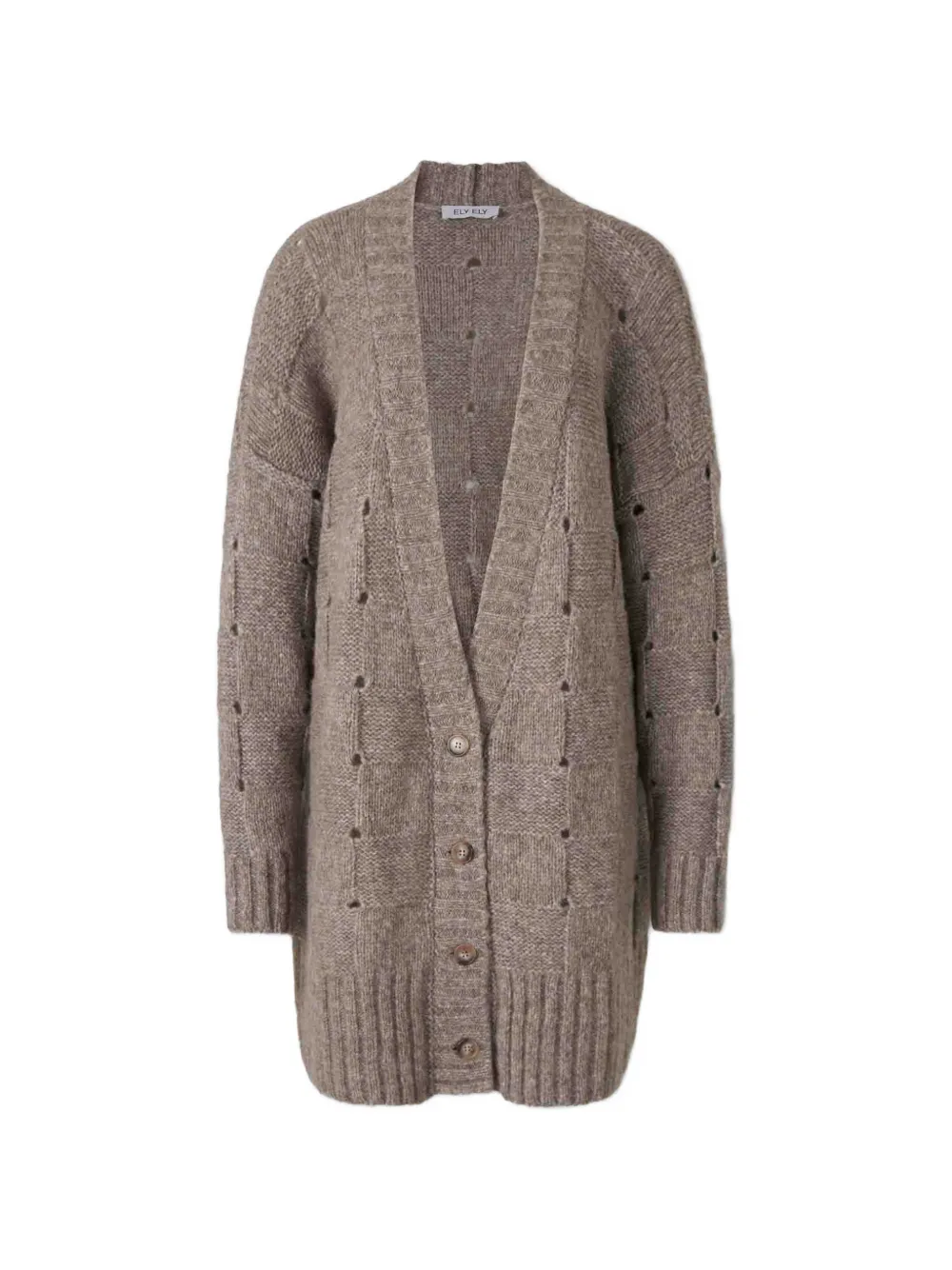 ELY ELY checkered textured-knit cardigan - Marrone