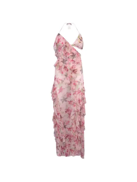 PatBO Orchid Bloom floral-print cut-out ruffled maxi dress