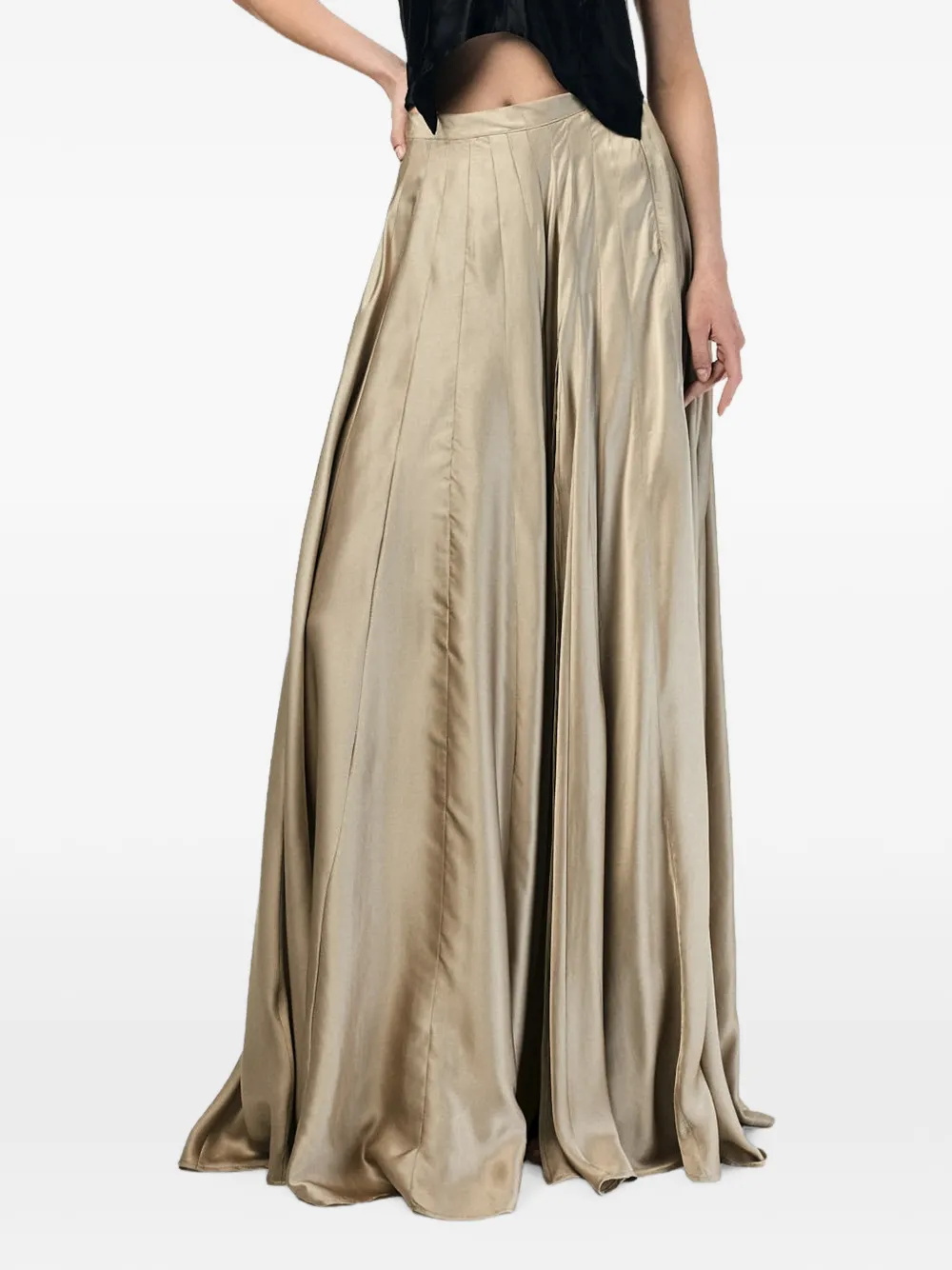 ANDRA ANDREESCU satin-finish pleated maxi skirt