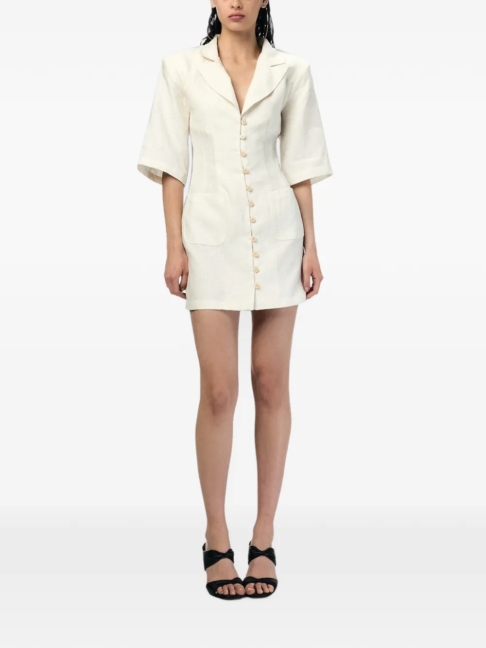 ANDRA ANDREESCU button-front linen mini dress