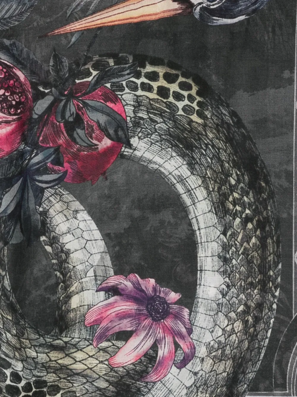 Just Cavalli floral-print fringed scarf Zwart