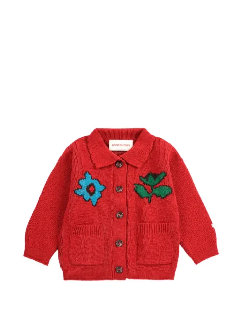 Bobo Choses Blossom flower-intarsia cardigan