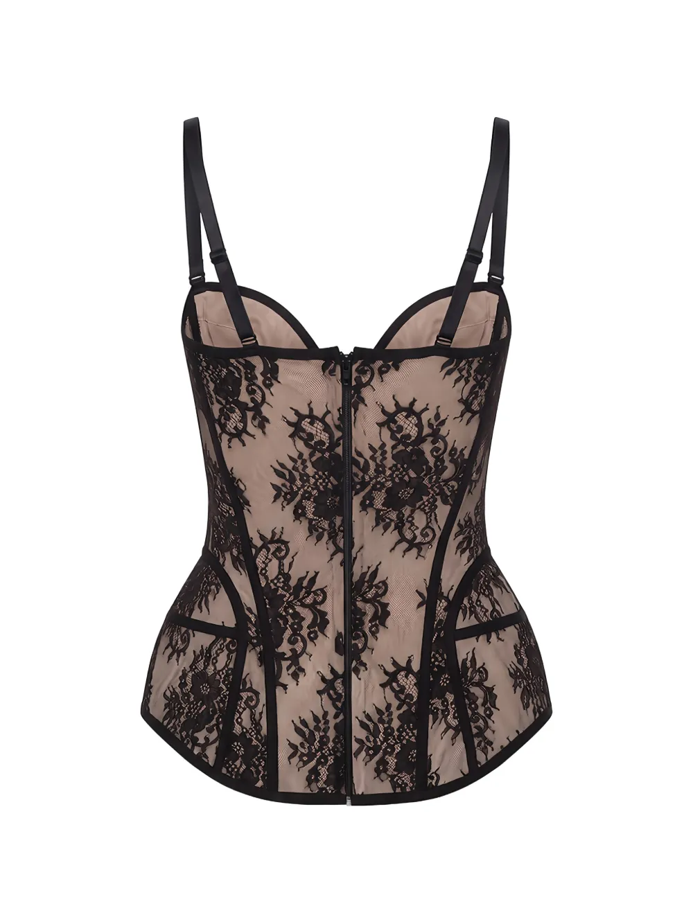 Giuseppe Di Morabito Korset top met overslag van kant Beige