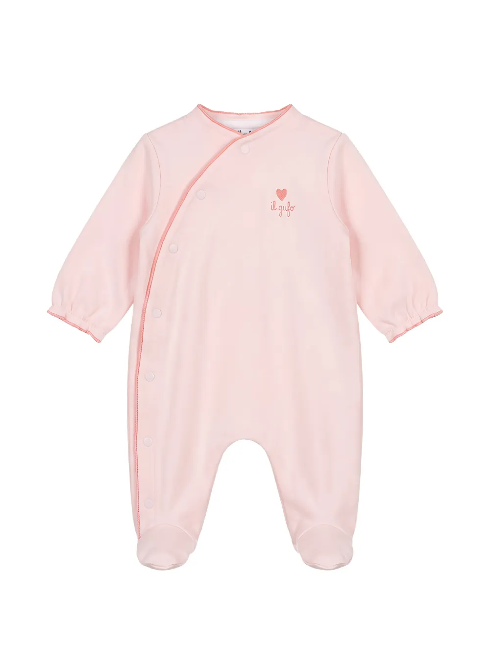 Il Gufo heart-embroidered wrap-style pajamas - Rose Il Gufo heart-embroidered wrap-style pajamas - Rose