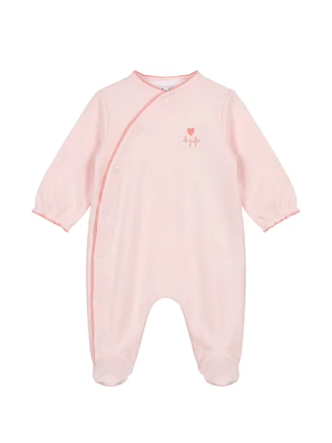 Il Gufo heart-embroidered wrap-style pajamas