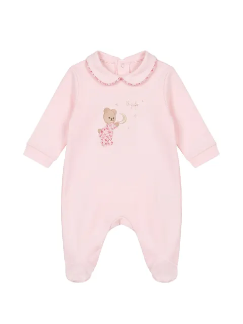 Il Gufo bear-embroidered Peter Pan-collar pajamas