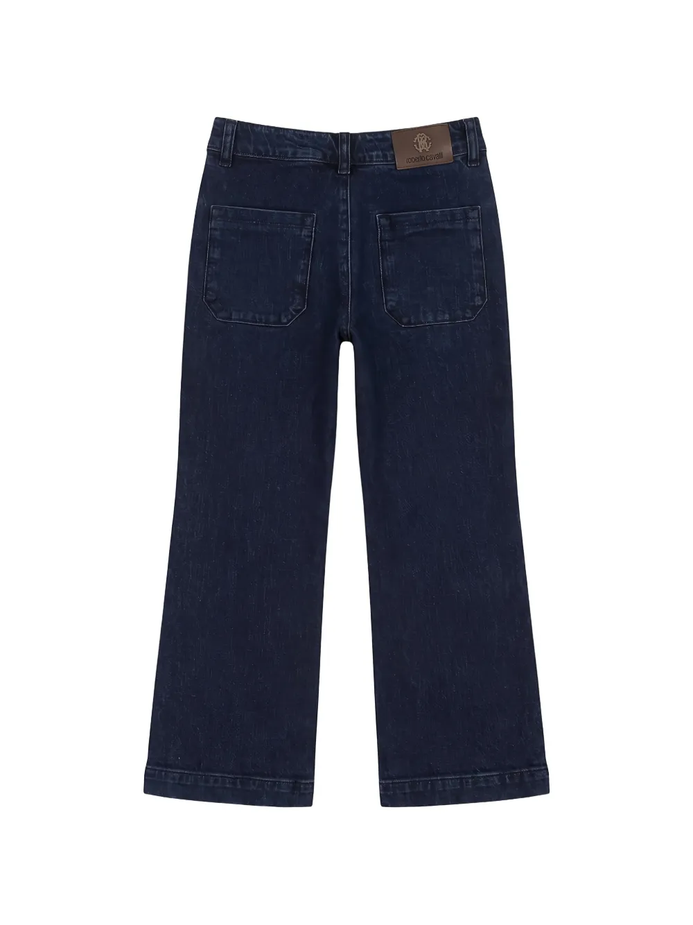 Roberto Cavalli Junior logo-patch straight-leg jeans Blauw