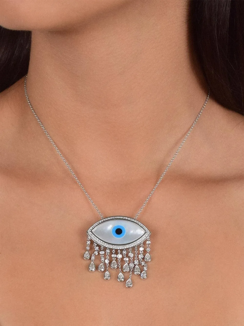 ASHNA MEHTA diamond and mother of pearl evil eye bag charm