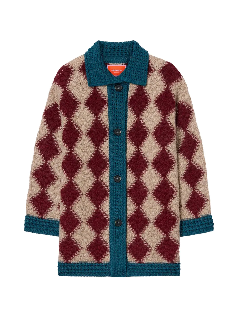 La DoubleJ crochet harlequin-pattern cardigan - Red