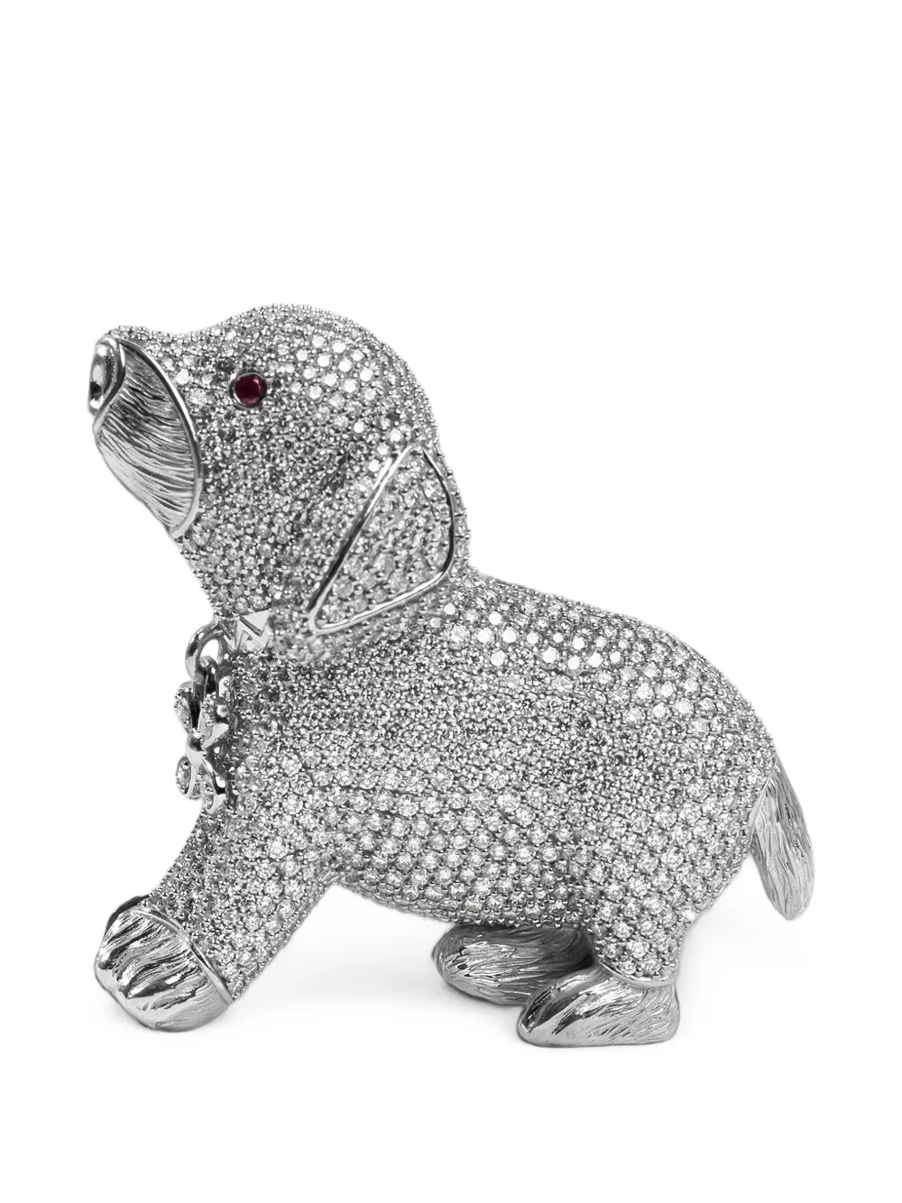 Ashna Mehta Diamond Dog Bag Charm In Silver