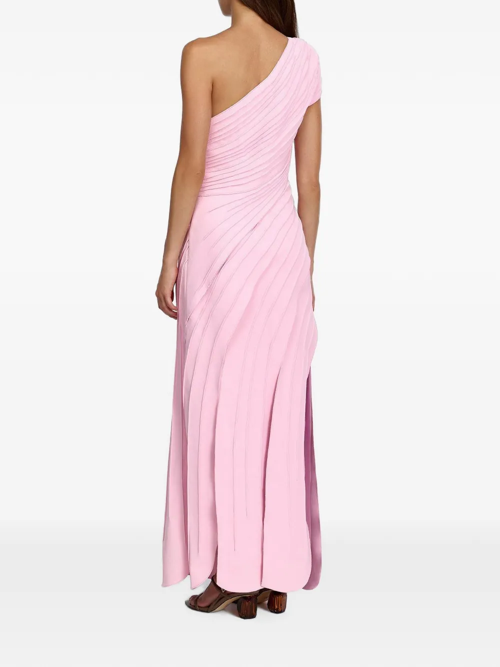 Acler Elcho geplooide asymmetrische maxi-jurk Roze