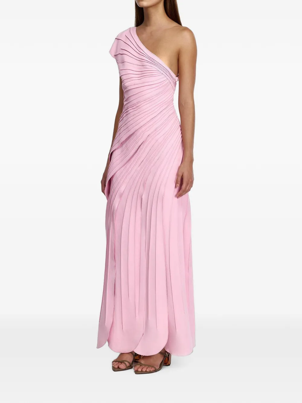 Acler Elcho geplooide asymmetrische maxi-jurk Roze