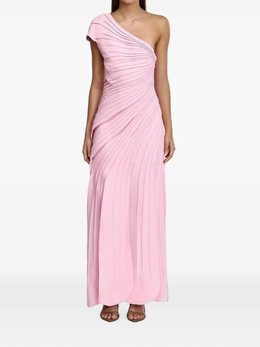 Acler Elcho geplooide asymmetrische maxi-jurk Roze