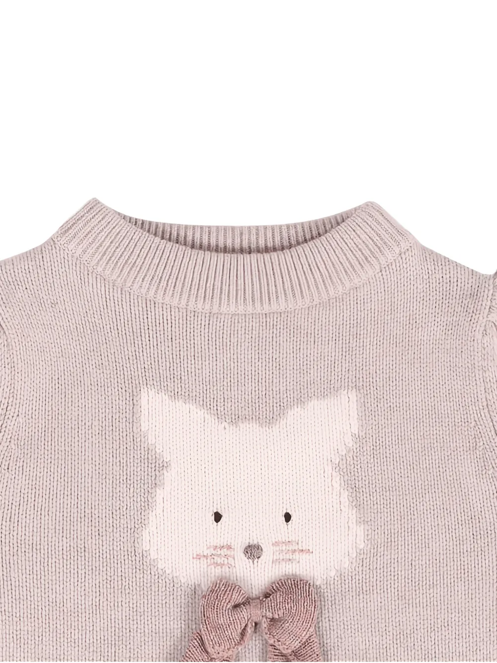 Donsje Denna trui met geborduurde kat Beige