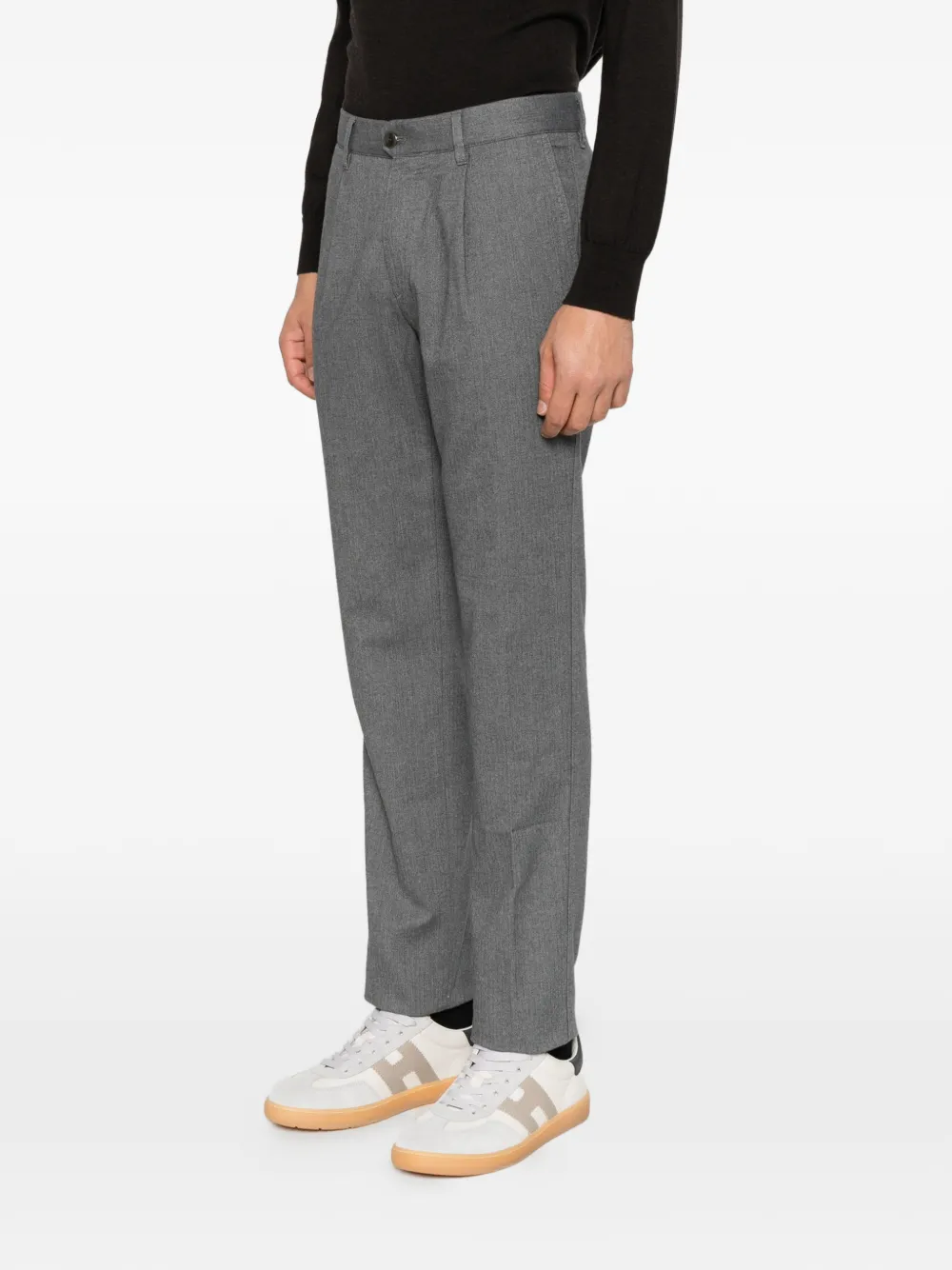 Incotex herringbone-pattern pleated trousers Grijs