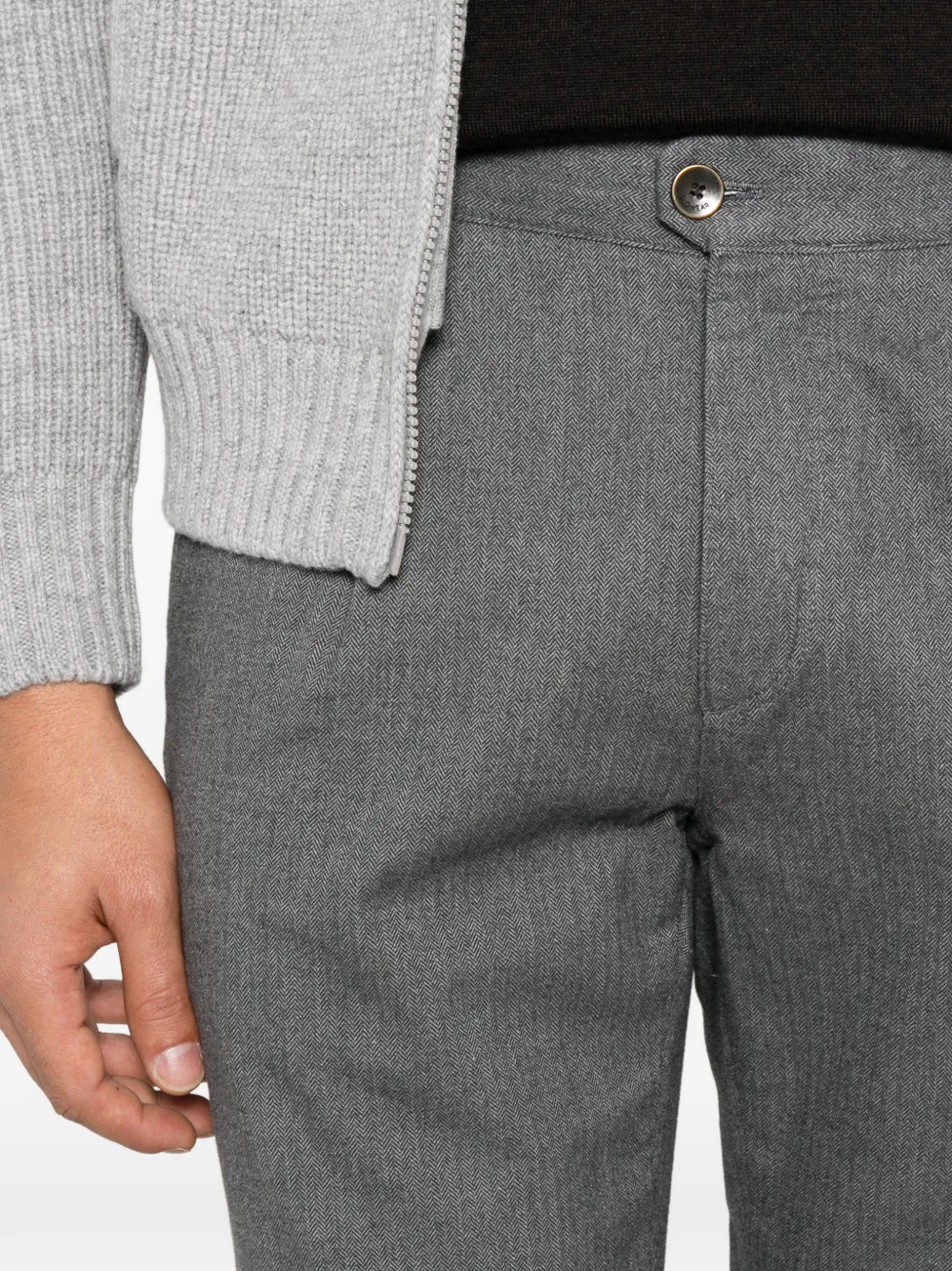 Incotex herringbone-pattern pleated trousers Grijs
