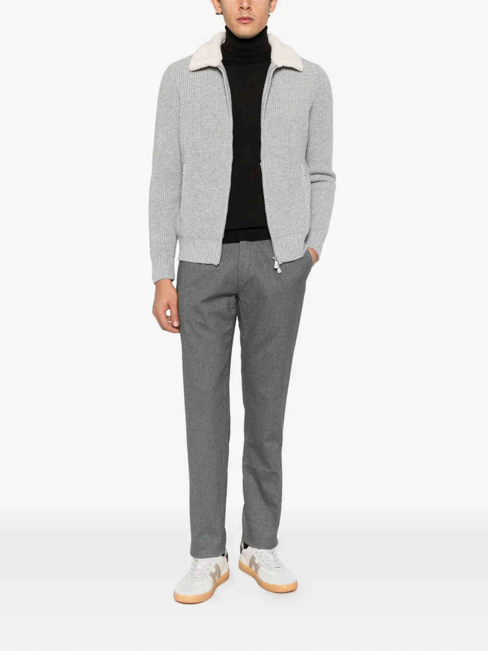 Incotex herringbone-pattern pleated trousers Grijs