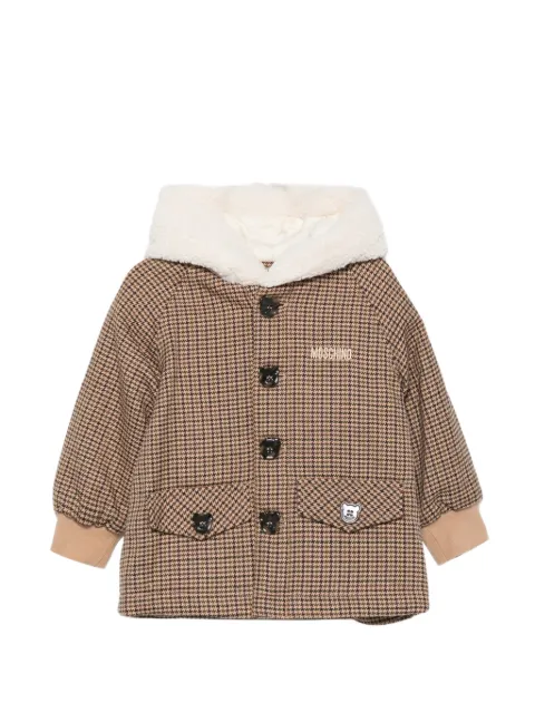 Moschino Kids houndstooth-pattern hooded jacket