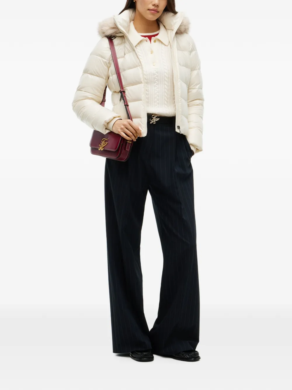 Tommy Hilfiger Kabelgebreide polotrui Beige