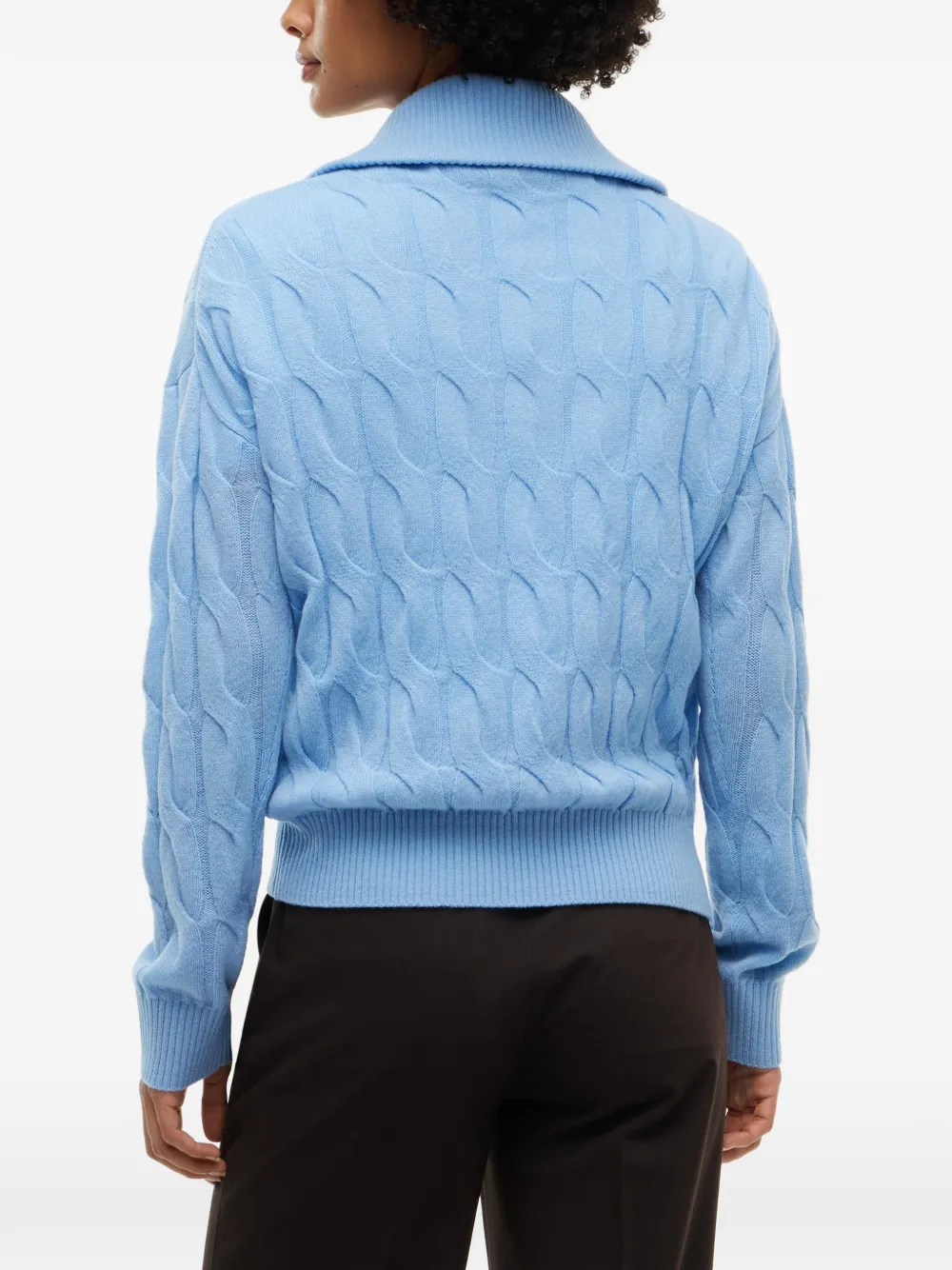 Tommy Hilfiger Kabelgebreide trui met kwartrits Blauw
