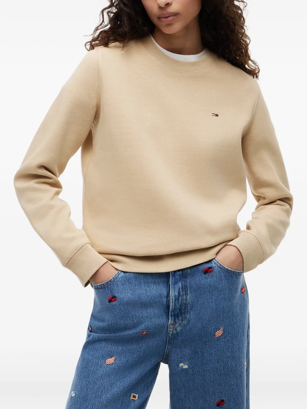 Tommy Hilfiger Sweater met flar-borduurwerk Beige