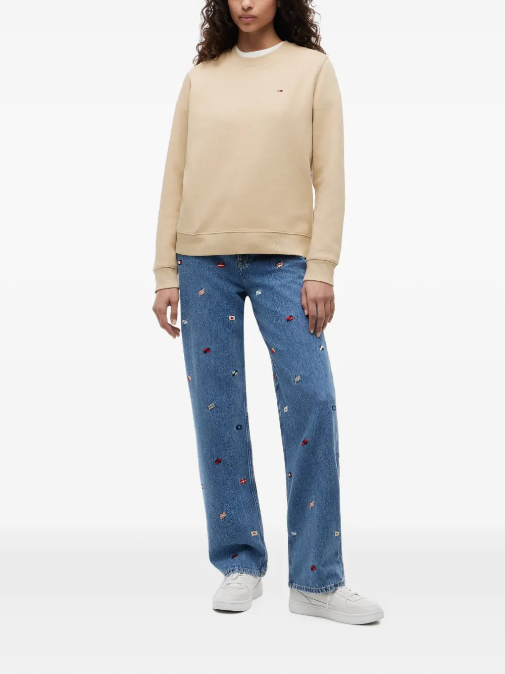 Tommy Hilfiger Sweater met flar-borduurwerk Beige