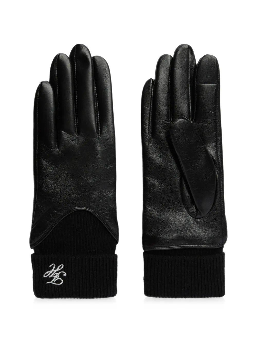 Tommy Hilfiger ribbed-cuff leather gloves