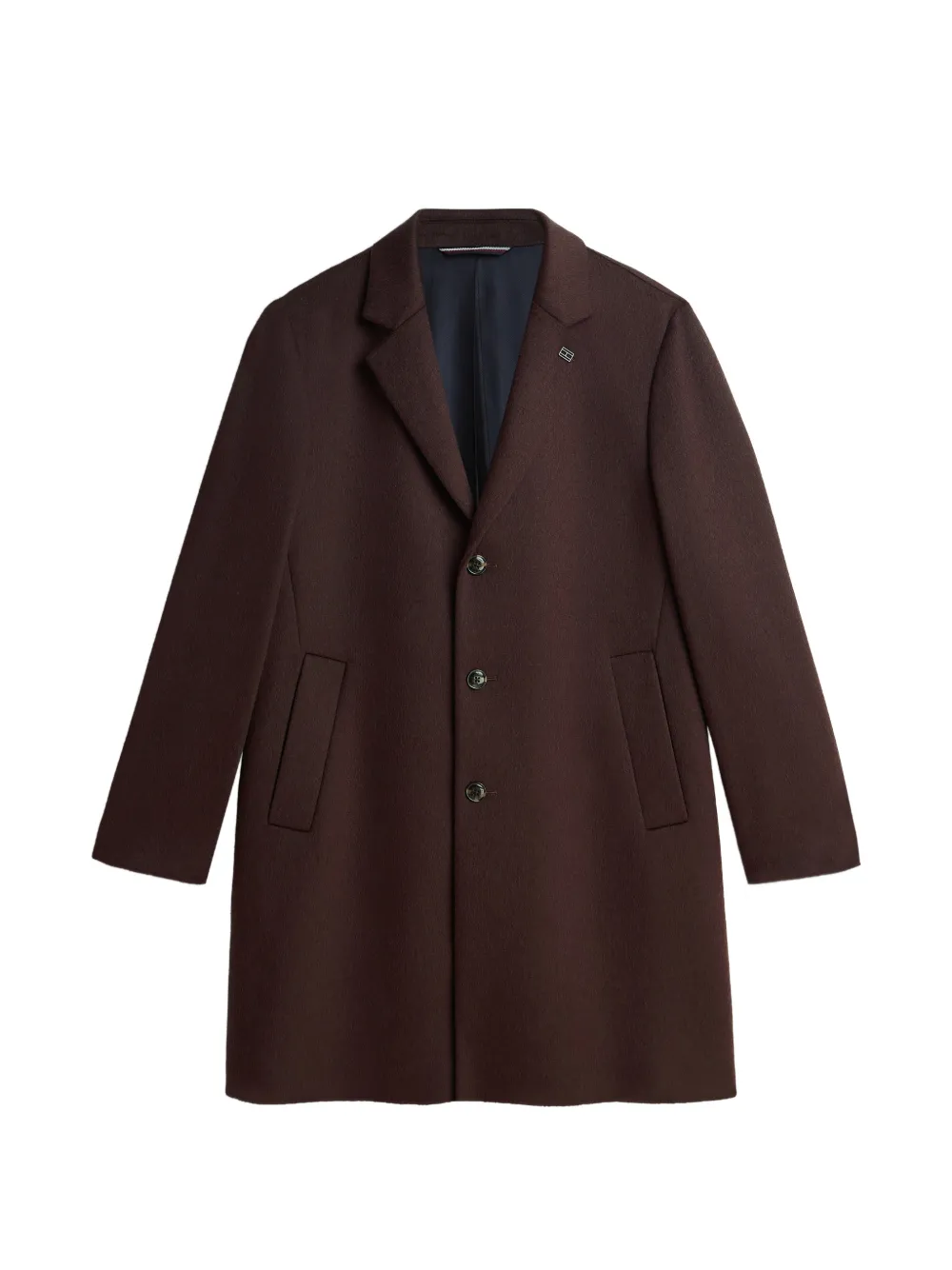 Tommy Hilfiger single-breasted logo-plaque coat - Marron Tommy Hilfiger single-breasted logo-plaque coat - Marron