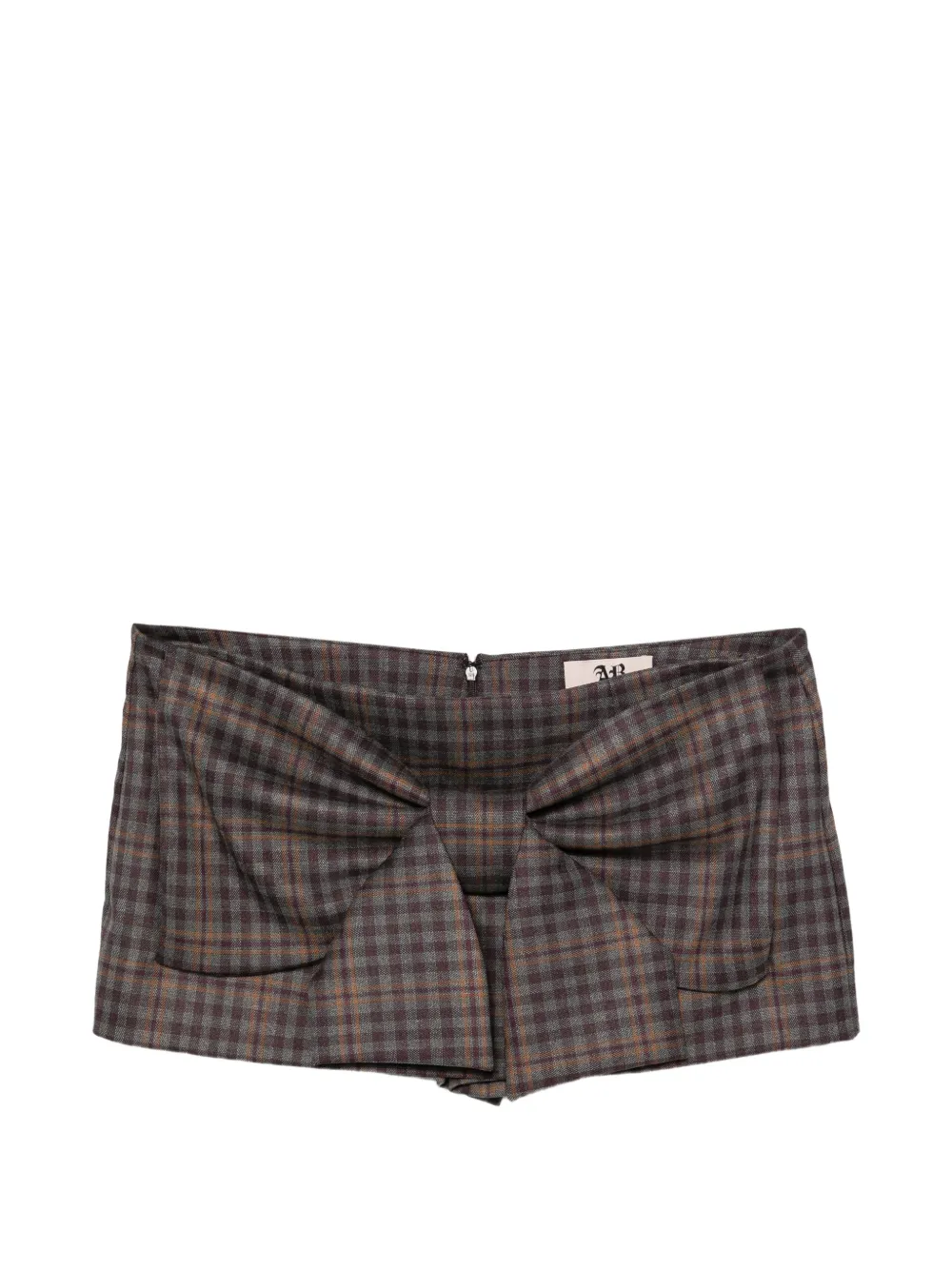 Aniye By check bow-detail shorts - Rosso