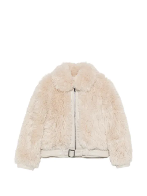 Emporio Armani Kids belted faux-fur jacket
