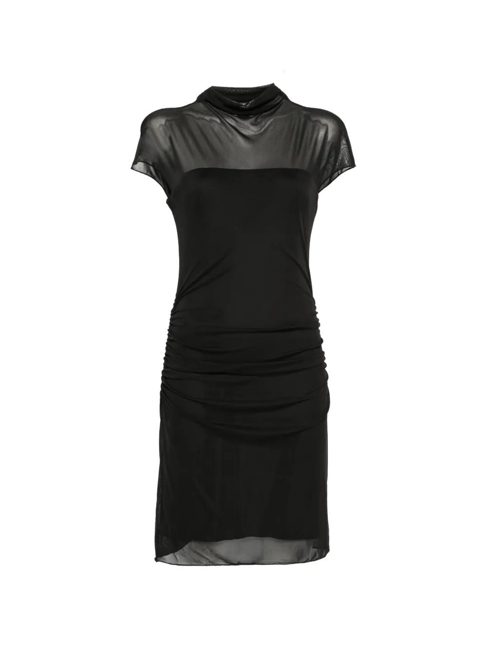Aniye By ruched mesh-panel dress - Schwarz