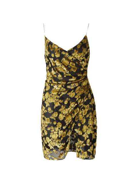 Balmain floral-pattern draped mini dress