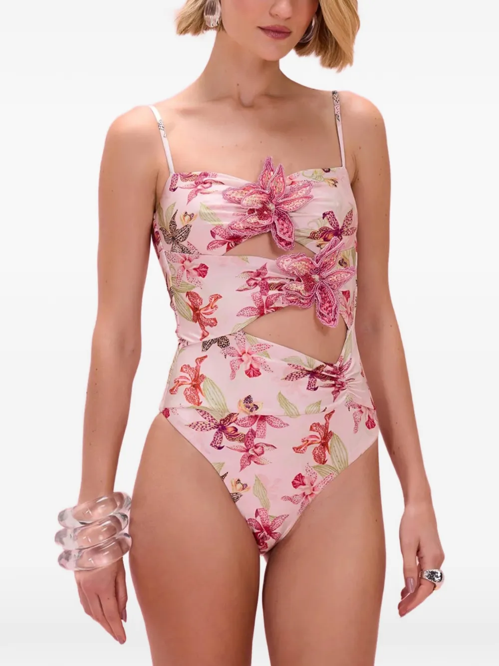Patbo Orchid Bloom Cut-out Swimsuit In Pink